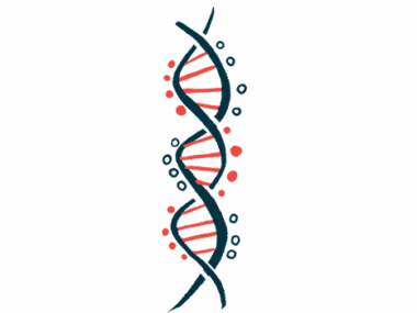 An illustration of a DNA strand, shown close-up, highlights its double-helix structure..