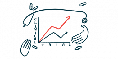 A graph illustrating findings from a clinical trial being released.