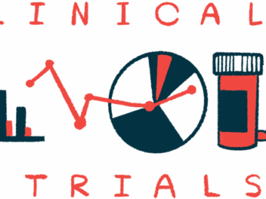A bar graph, a pie graph and a prescription oral medicine bottle and capsules are shown sandwiched between the words 'CLINICAL' and 'TRIALS.'