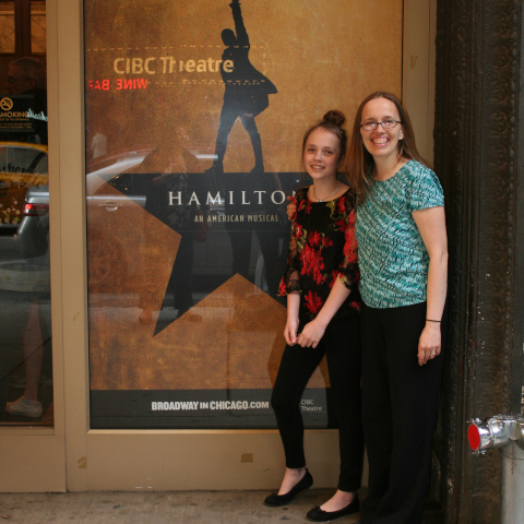 Sharing our ALS story | ALS News Today | Kristin and Sara smile outside a showing of "Hamilton" in Chicago.