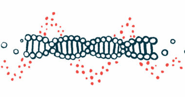 An illustration showing a part of double helix DNA.