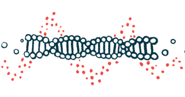An illustration showing a part of double helix DNA.