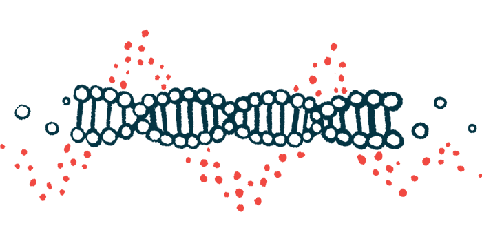 An illustration showing a part of double helix DNA.