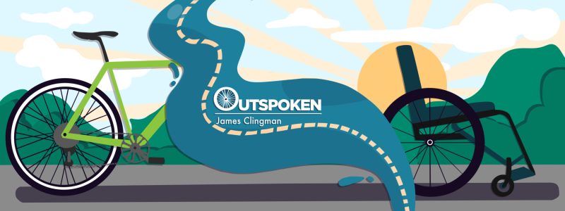 living with ALS | ALS News Today | banner image for James Clingman's column "Outspoken," which features a bicycle and a wheelchair