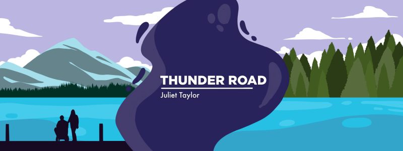 als muscle weakness | ALS News Today | Banner for Juliet Taylor's column "Thunder Road." The graphic depicts a couple on a pier overlooking a lake, mountains, and forest.