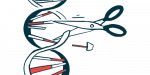 An illustration of a pair of scissors cutting into a DNA strand.