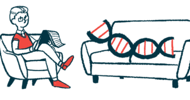 An illustration denoting gene therapy shows a DNA strand on a therapist's couch.
