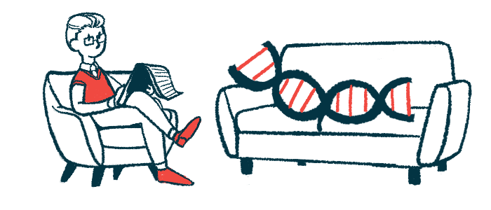 An illustration denoting gene therapy shows a DNA strand on a therapist's couch.