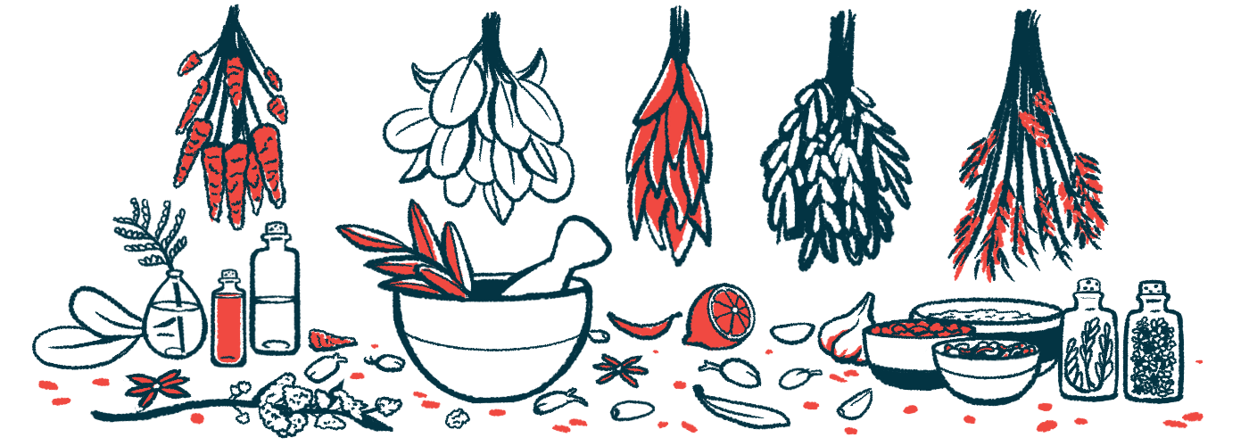 An illustration of herbs as a traditional and alternative medicine.