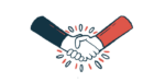 A handshake is shown, illustrating an agreement or collaboration.