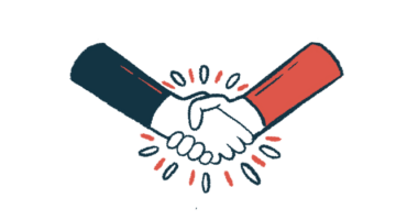 A illustration of collaboration shows a close-up of two people's hands clasped together in a handshake.