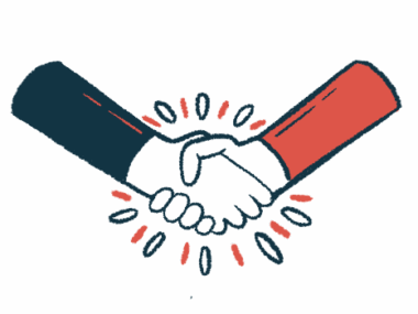 A illustration of collaboration shows a close-up of two people's hands clasped together in a handshake.