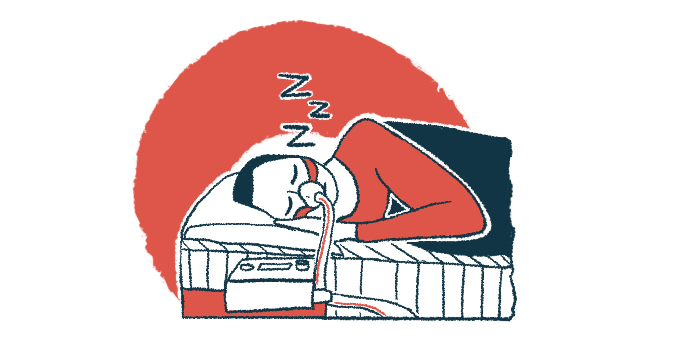 A person sleeps while using a CPAP machine for noninvasive ventilation.