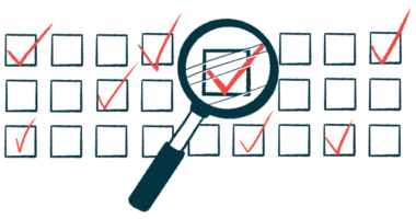 Three lines of checkboxes are shown, with some checks in boxes, while one checked box is magnified by a magnifying glass.