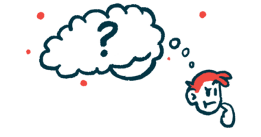 Illustration of a person with a thought bubble containing a question mark.