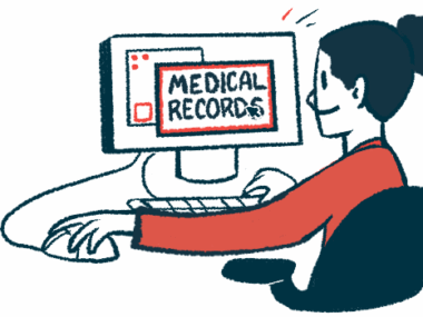 A person uses a computer to access medical records.