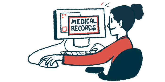 A person uses a computer to access medical records.