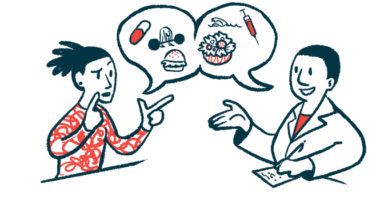 Illustration of a patient discussing treatment options and medical care with a healthcare professional.
