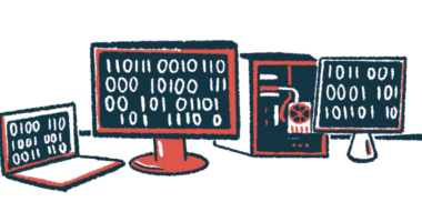 A series of computer screens showing groups of digits are in this illustration.