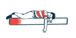 A man lies face down on a bed, depressed.