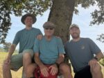 Kermit Peterson is shown with his sons Tony and Mickey on Italy's Via Francigena.