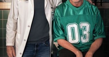 Actor Eric Dane, right, guest stars as an ALS patient on the TV show 