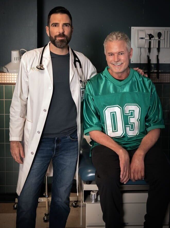 Actor Eric Dane, right, guest stars as an ALS patient on the TV show 