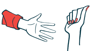Illustration of two hands, one open and the other in a fist.